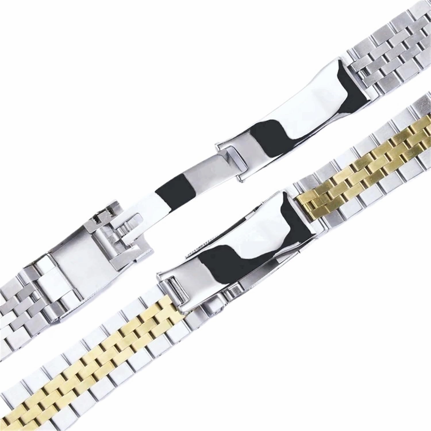 Metal Bracelet Strap 20mm 21mm Solid Stainless Steel Strap for Smart Watch Traditional Watch Men Women Universal Folding Buckle Watch Accessories
