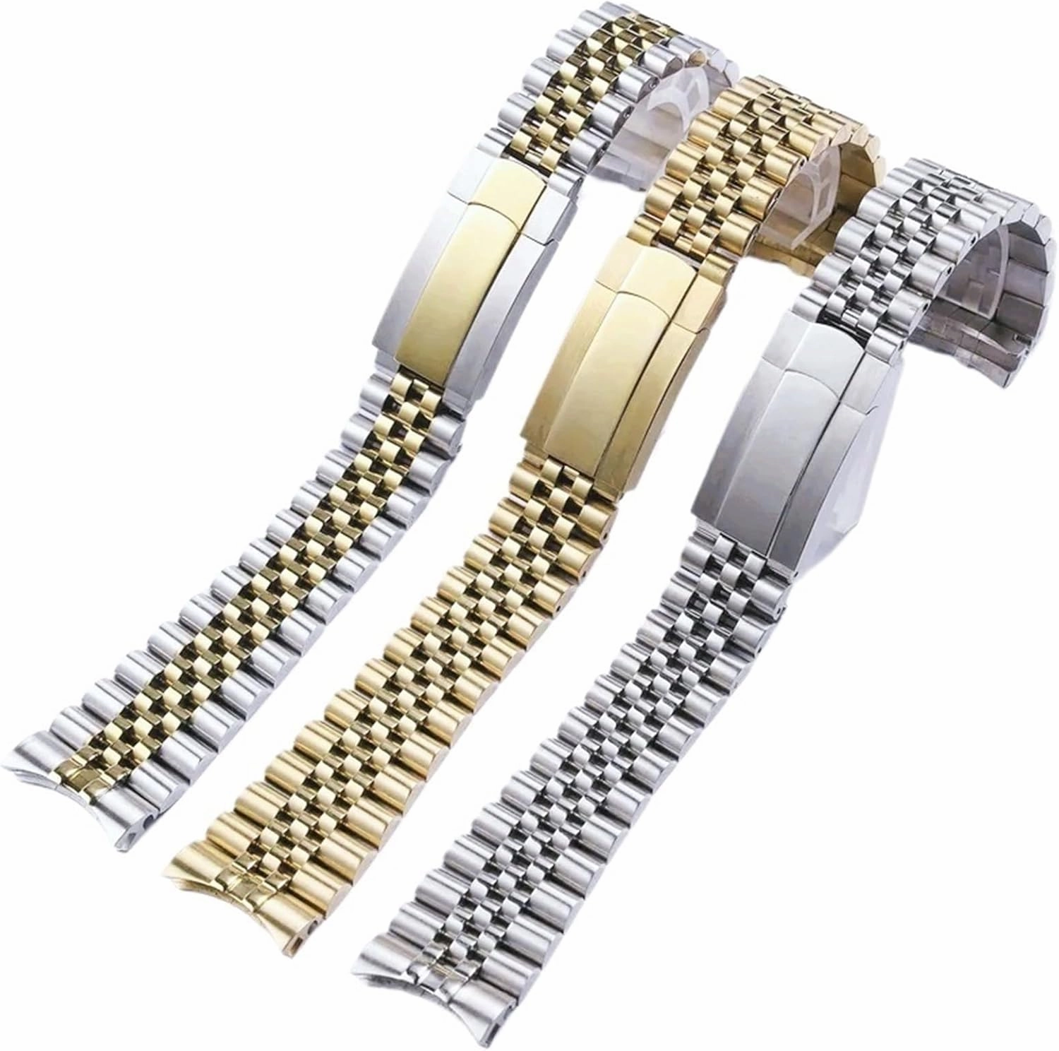 Metal Bracelet Strap 20mm 21mm Solid Stainless Steel Strap for Smart Watch Traditional Watch Men Women Universal Folding Buckle Watch Accessories