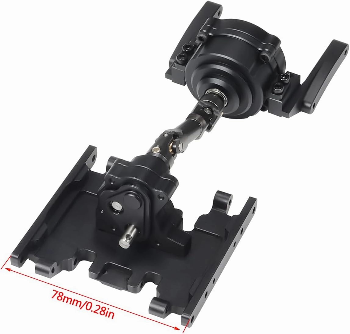 Metal Front Planetary Gearbox Transfer Case Transmission Drive Shaft Skid Plate Set for 1/10 RC Rock Crawler SCX10 II 90046 Chassis Metal Prefixal Gearbox Upgrade (Black)