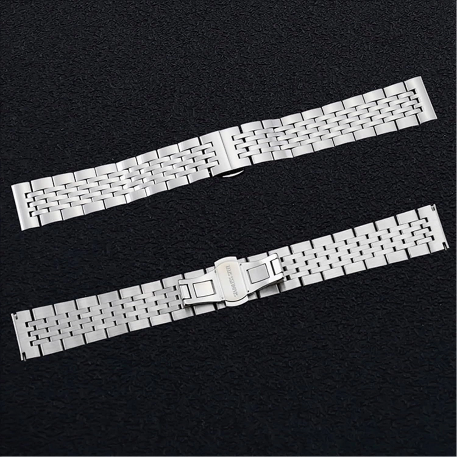 Metal Watch Band Solid Stainless Steel Bracelet Folding Clasp 18mm 20mm Universal Replacement Strap for Smart Watch Quartz Watch