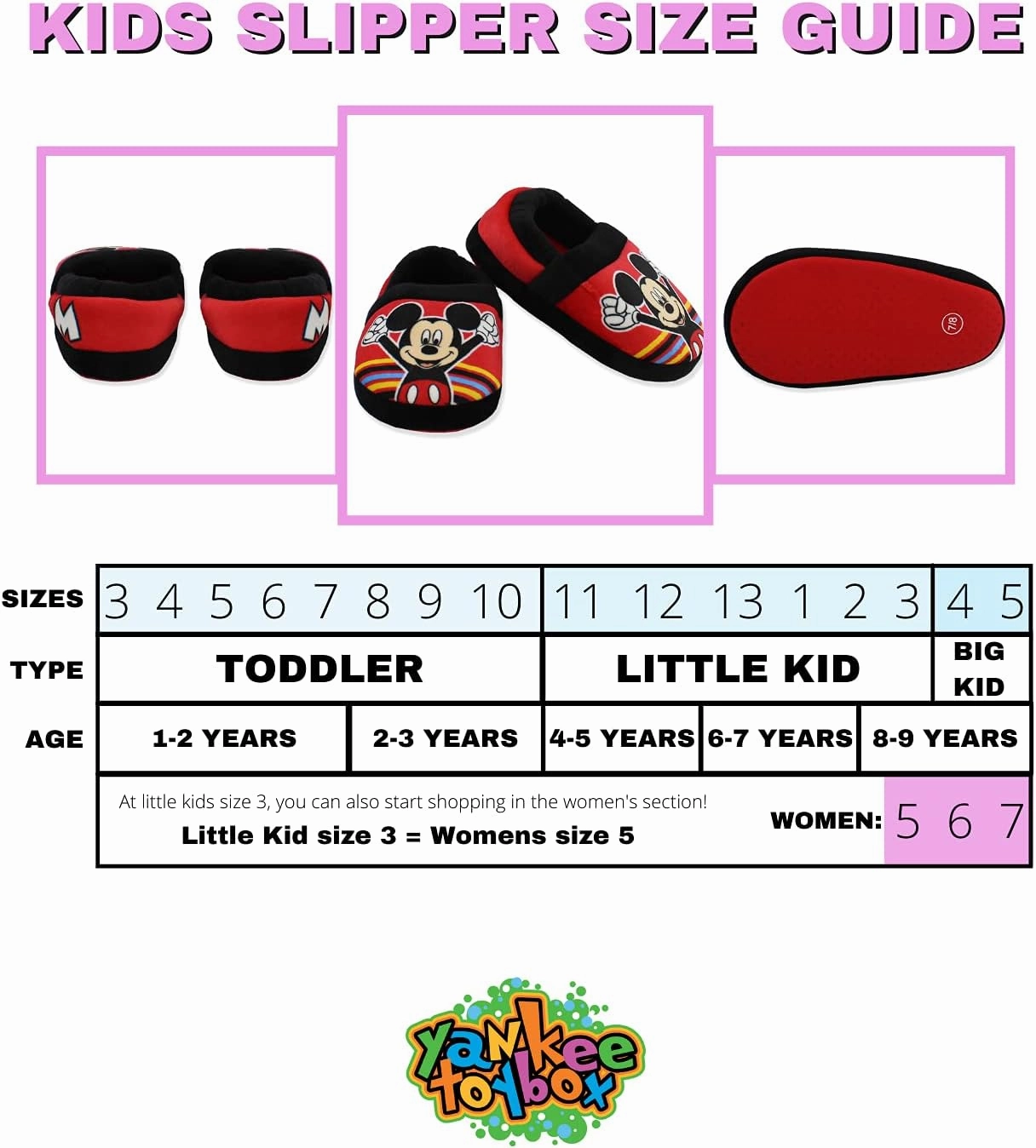 Mickey Mouse Toddler Boy's Plush A-Line Slippers with 3D Ears
