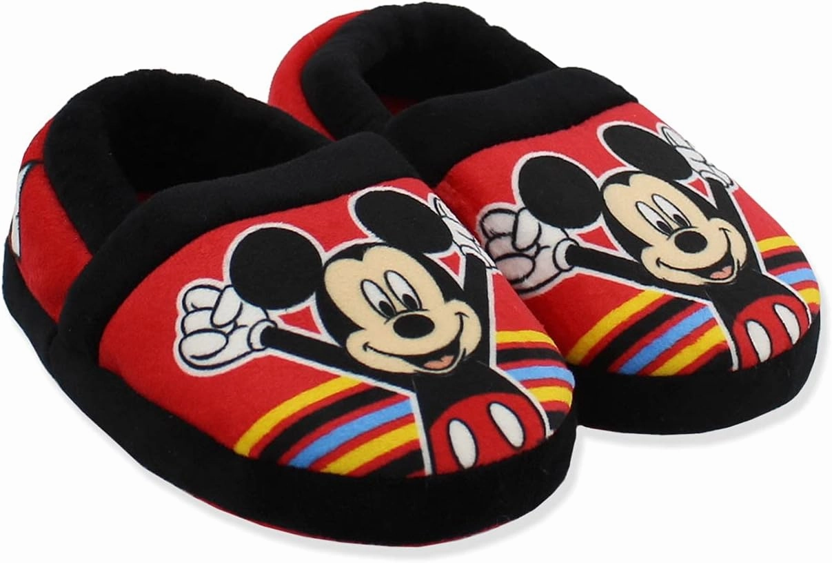 Mickey Mouse Toddler Boy's Plush A-Line Slippers with 3D Ears