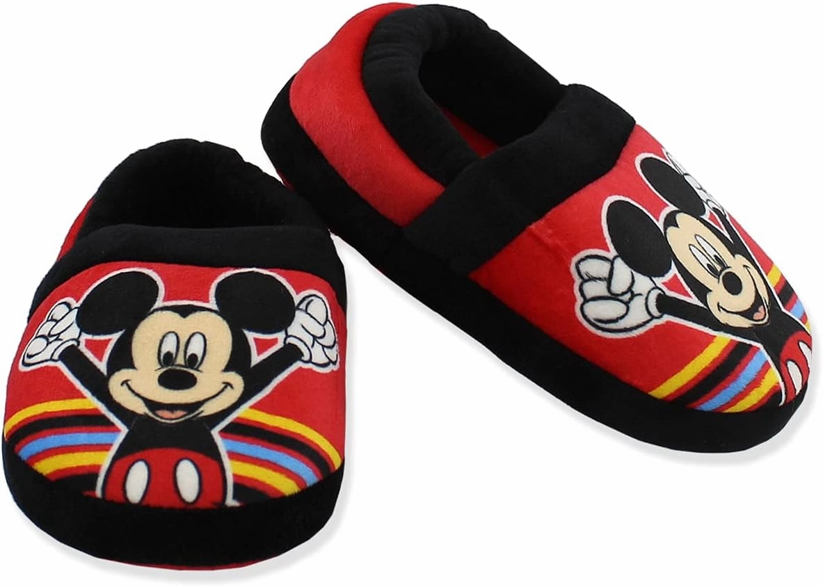 Mickey Mouse Toddler Boy's Plush A-Line Slippers with 3D Ears