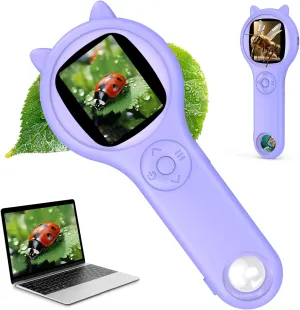 Microscope for Kids, Mini Pocket Handheld Kid Microscope for Toddlers, Educational Science Kit Digital Microscope Toys, Christmas Birthday Gifts Toys for 3 4 5 6 7 8 9 10 Year Old Girls - Purple