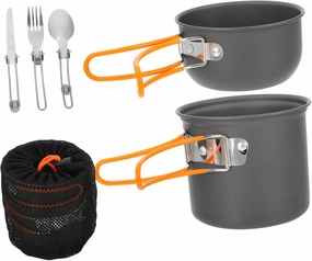 Milisten Portable Camping Cookware 2-Person Backpacking Cookware Set Fast Heating Cooking Equipment for Outdoor Use