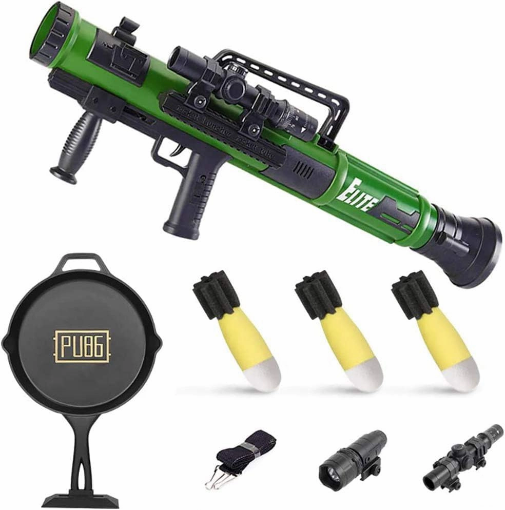 Military Toy Rocket Launcher Set, Worker Tactics Missile Mortar Air Gun Toy with 3 Safety LED Foam Shell - Artillery Launcher Best Gift for Boys & Girls - Great for Outdoor Play (Green A)