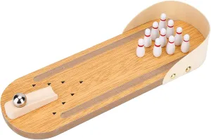 Mini Bowling Set, Wooden Desktop Toy for Kids Table Top Mini Bowling Game Set-, Adjustable Angle Ball 1 Set for Home and Office Fun