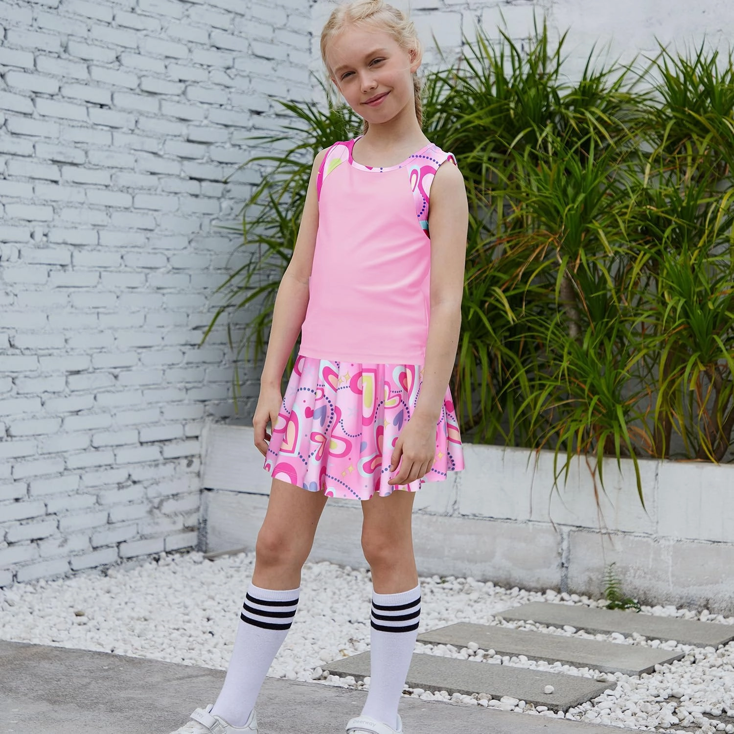 MODAFANS Girls Tennis Golf Pickball Dress Athletic Outfits Kids Tank Top and Skorts Sets