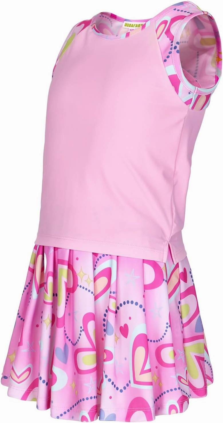 MODAFANS Girls Tennis Golf Pickball Dress Athletic Outfits Kids Tank Top and Skorts Sets