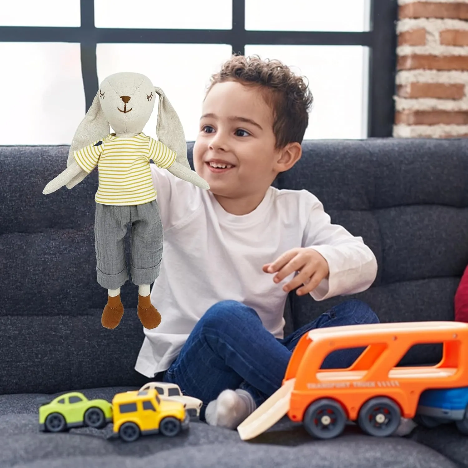 MON AMI Baxtor The Bunny Stuffed Animal Doll – 15”, Rabbit Plush Animal Doll, Use as Toy or Room Decor, Easter Gift for Kids of All Ages