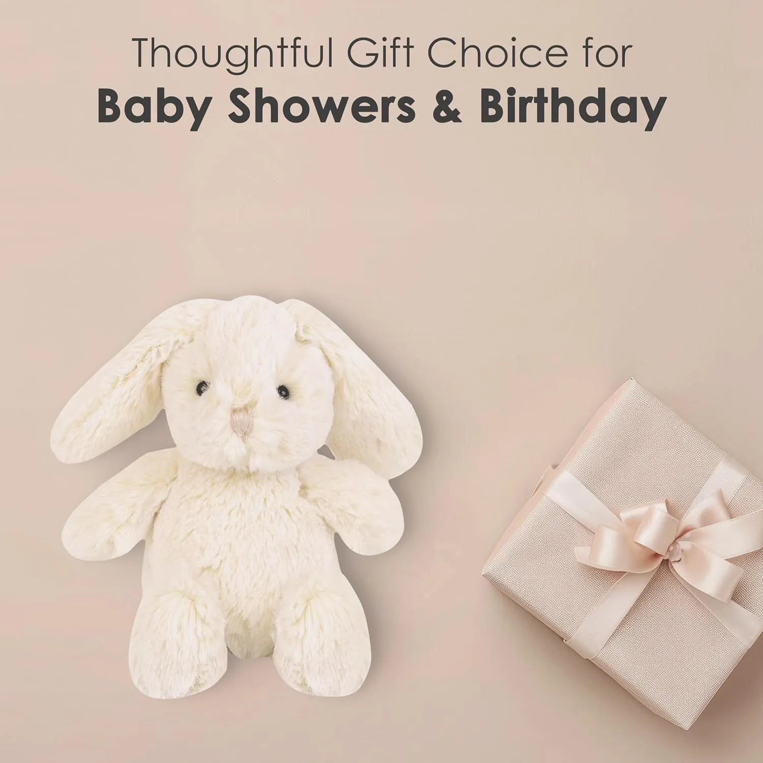 MON AMI Minnie The Bunny Plushie – 7.5” Soft and Cuddly Stuffed Animal Toy for Kids, Cute Easter or Birthday Gift, Huggable Bunny Plush for Children