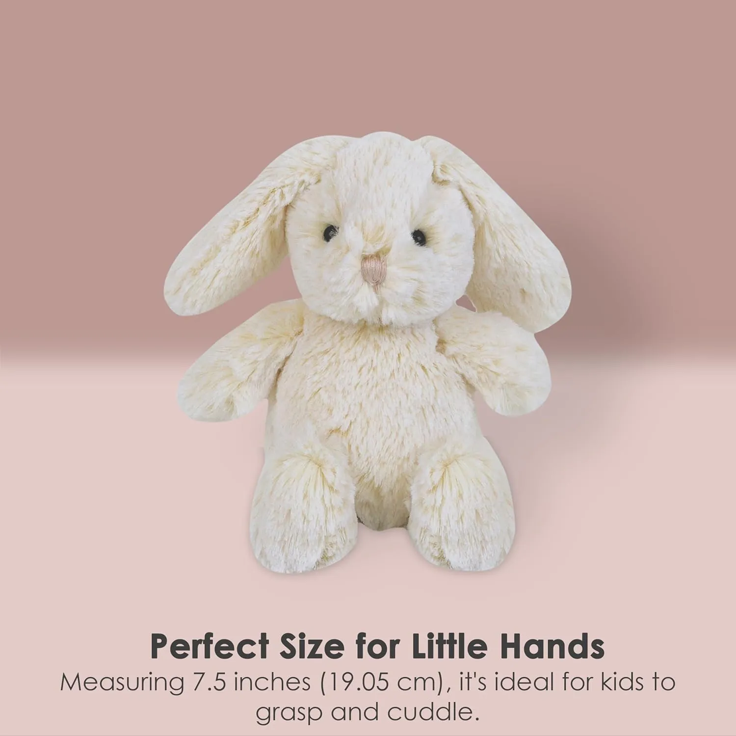 MON AMI Minnie The Bunny Plushie – 7.5” Soft and Cuddly Stuffed Animal Toy for Kids, Cute Easter or Birthday Gift, Huggable Bunny Plush for Children