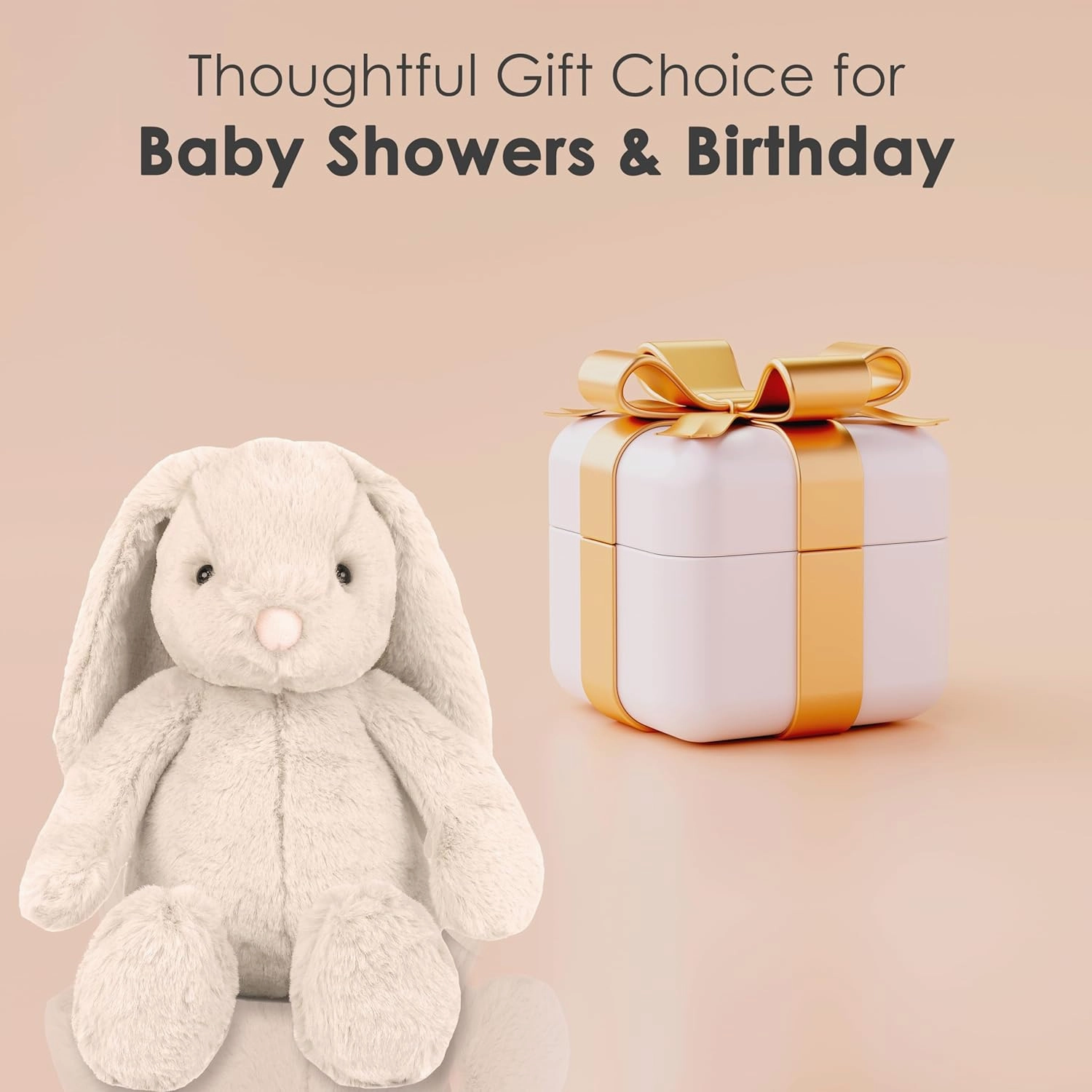 MON AMI Sterling Bunny Stuffed Animal – Soft & Cuddly, Huggable Rabbit Plush Toy, Nursery Décor, Valentine's Day