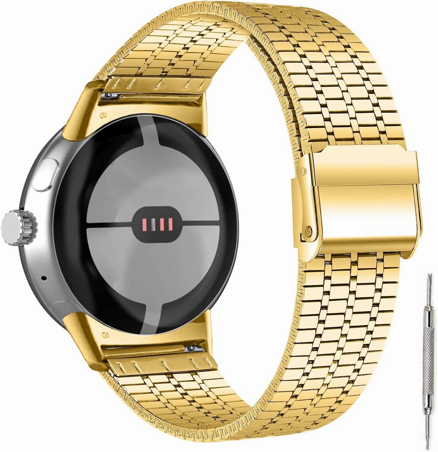 Moran Metal Band Compatible with Google Pixel Watch Band Stainless Steel Adjustable Strap for Google Pixel Watch Women Men