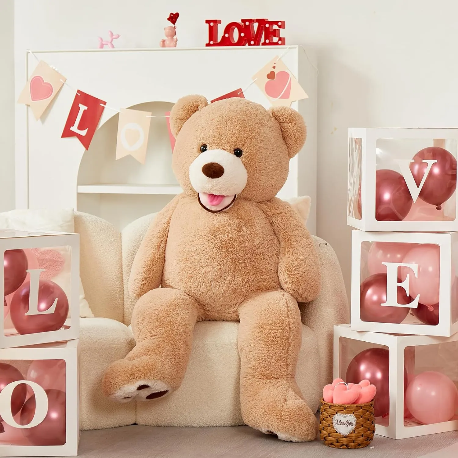MorisMos Big Teddy Bear 4 feet Stuffed Animal for Girlfriend,Large Teddy Bear for Valentine, 47 inch Stuffed Bear Baby Shower,Life Size Giant Teddy for Birthday Gift