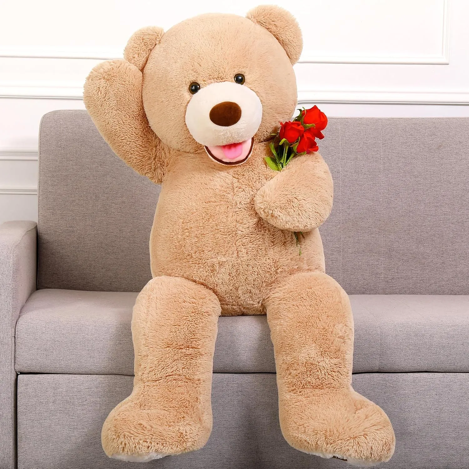 MorisMos Big Teddy Bear 4 feet Stuffed Animal for Girlfriend,Large Teddy Bear for Valentine, 47 inch Stuffed Bear Baby Shower,Life Size Giant Teddy for Birthday Gift