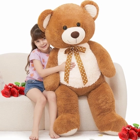 MorisMos Giant Teddy Bear 4 feet Stuffed Animal for Girlfriend,Big Cuddly Stuffed Big Bear for Kids,Baby Shower Decor,Life Size Giant Teddy with Hearts for Valentine Birthday Gift Adult Boyfriend