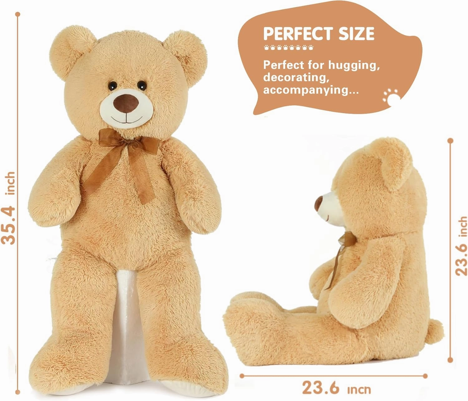 MorisMos Giant Teddy Bear Stuffed Animal 3ft,36'' Big Bear for Kid,Large Stuffed Bear for Baby Shower, Teddy Bear for Girlfriend Boyfriend Wife Mom Fiancée Valentine's Birthday, Tan