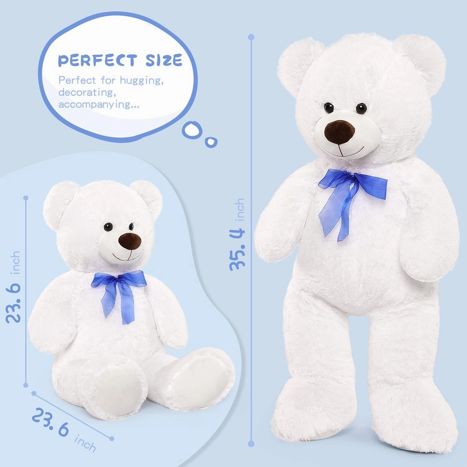 MorisMos Giant Teddy Bear Stuffed Animal 3ft-36 inch Big Teddy Bear Gifts for Girlfriend Boyfriend Wife Mom Fiancée Gift,Large White Bear for Baby Shower Birthday Christmas Decor,White
