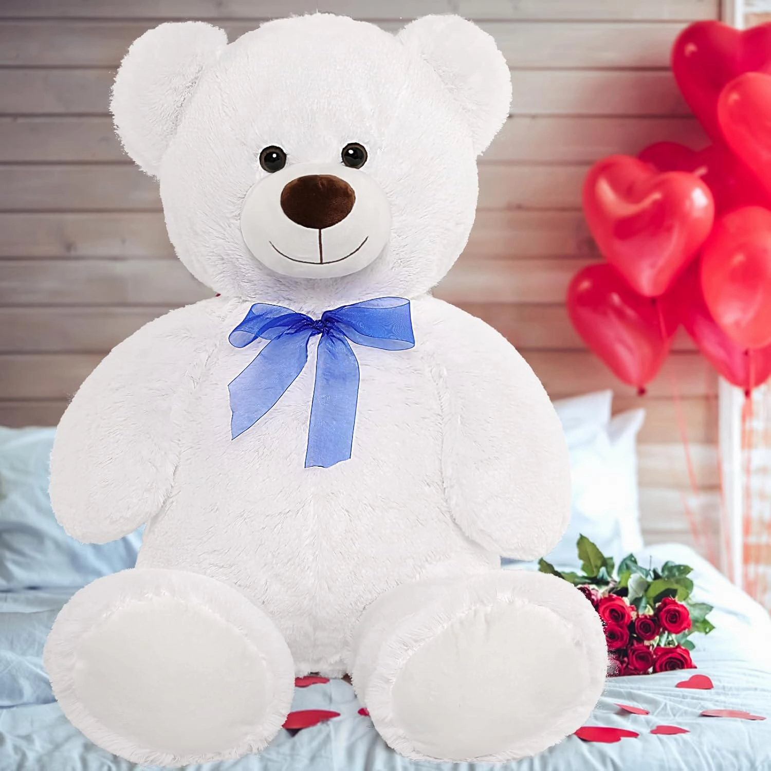 MorisMos Giant Teddy Bear Stuffed Animal 3ft-36 inch Big Teddy Bear Gifts for Girlfriend Boyfriend Wife Mom Fiancée Gift,Large White Bear for Baby Shower Birthday Christmas Decor,White