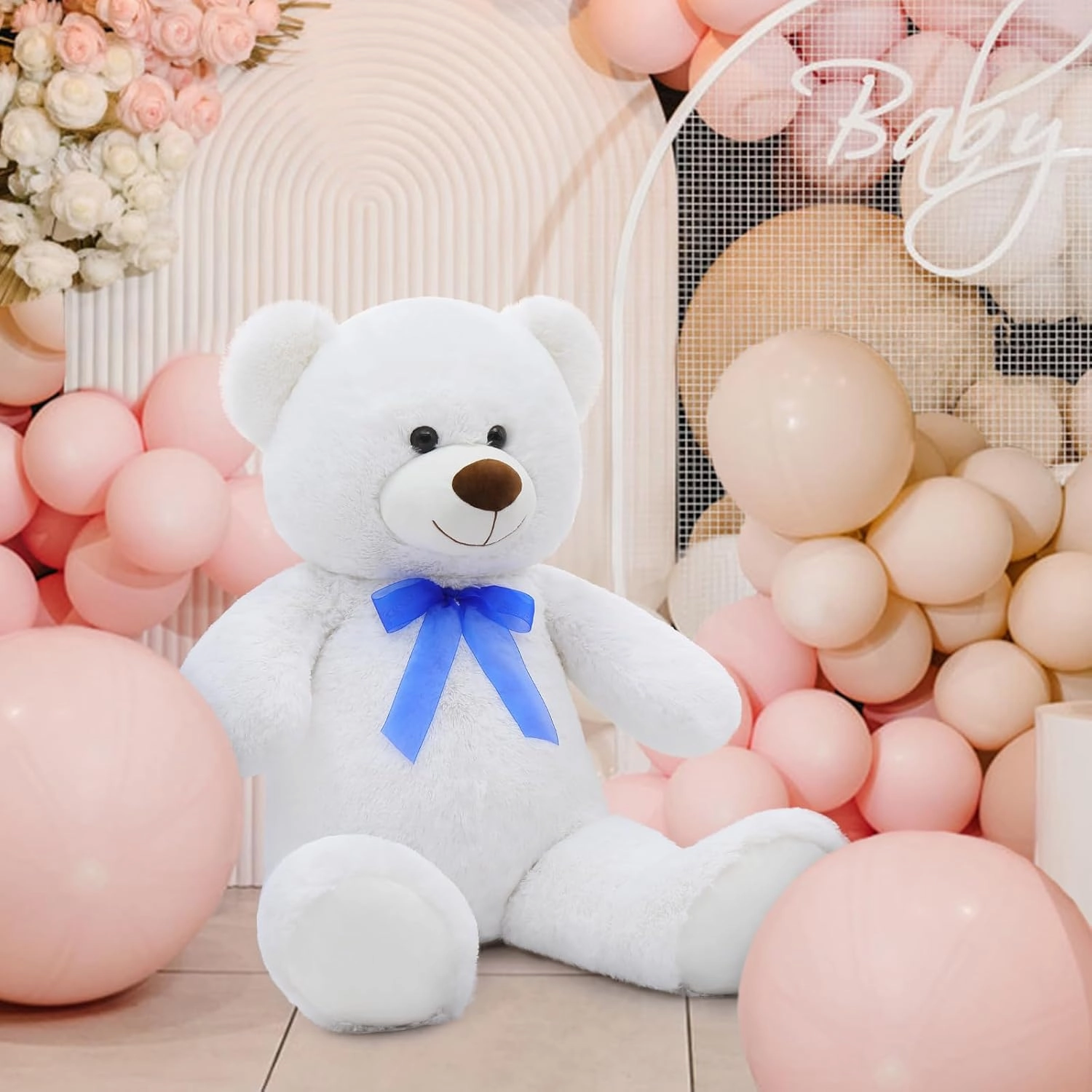 MorisMos Giant Teddy Bear Stuffed Animal 3ft-36 inch Big Teddy Bear Gifts for Girlfriend Boyfriend Wife Mom Fiancée Gift,Large White Bear for Baby Shower Birthday Christmas Decor,White