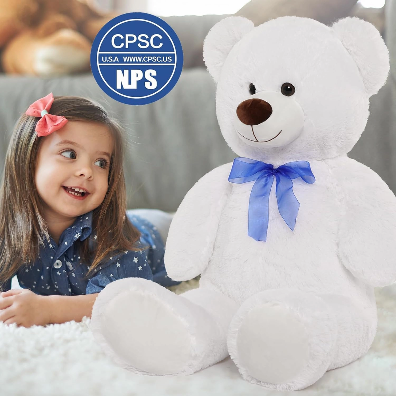 MorisMos Giant Teddy Bear Stuffed Animal 3ft-36 inch Big Teddy Bear Gifts for Girlfriend Boyfriend Wife Mom Fiancée Gift,Large White Bear for Baby Shower Birthday Christmas Decor,White