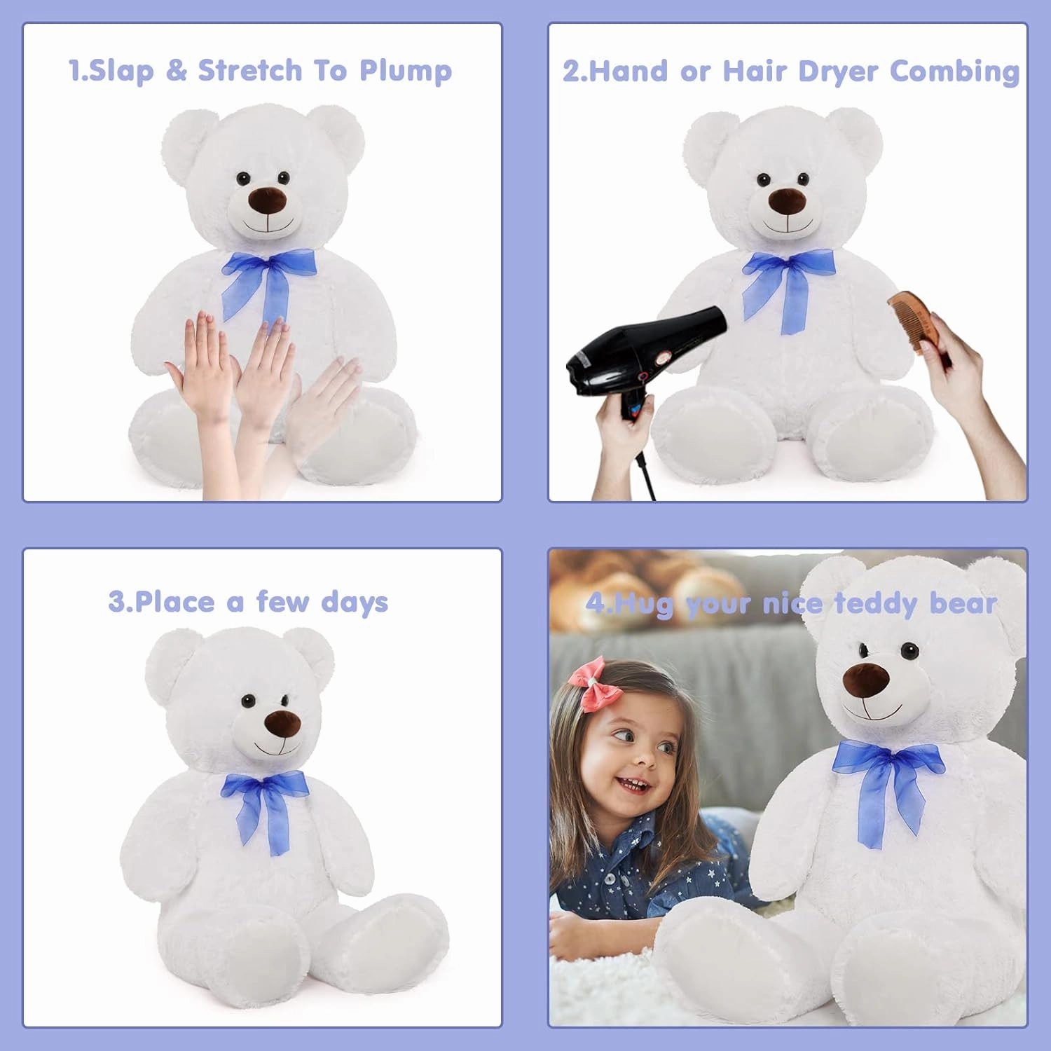 MorisMos Giant Teddy Bear Stuffed Animal 3ft-36 inch Big Teddy Bear Gifts for Girlfriend Boyfriend Wife Mom Fiancée Gift,Large White Bear for Baby Shower Birthday Christmas Decor,White