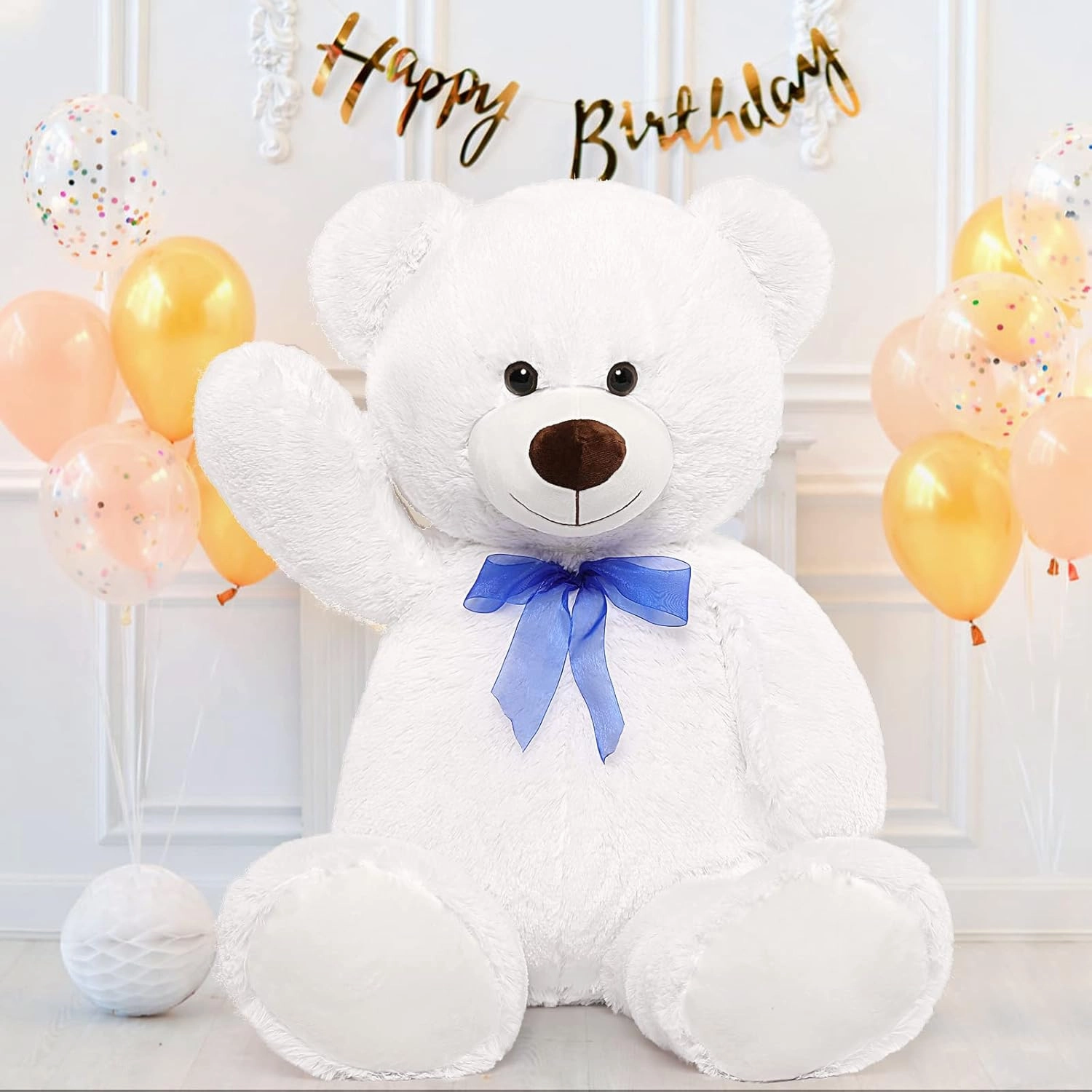 MorisMos Giant Teddy Bear Stuffed Animal 3ft-36 inch Big Teddy Bear Gifts for Girlfriend Boyfriend Wife Mom Fiancée Gift,Large White Bear for Baby Shower Birthday Christmas Decor,White