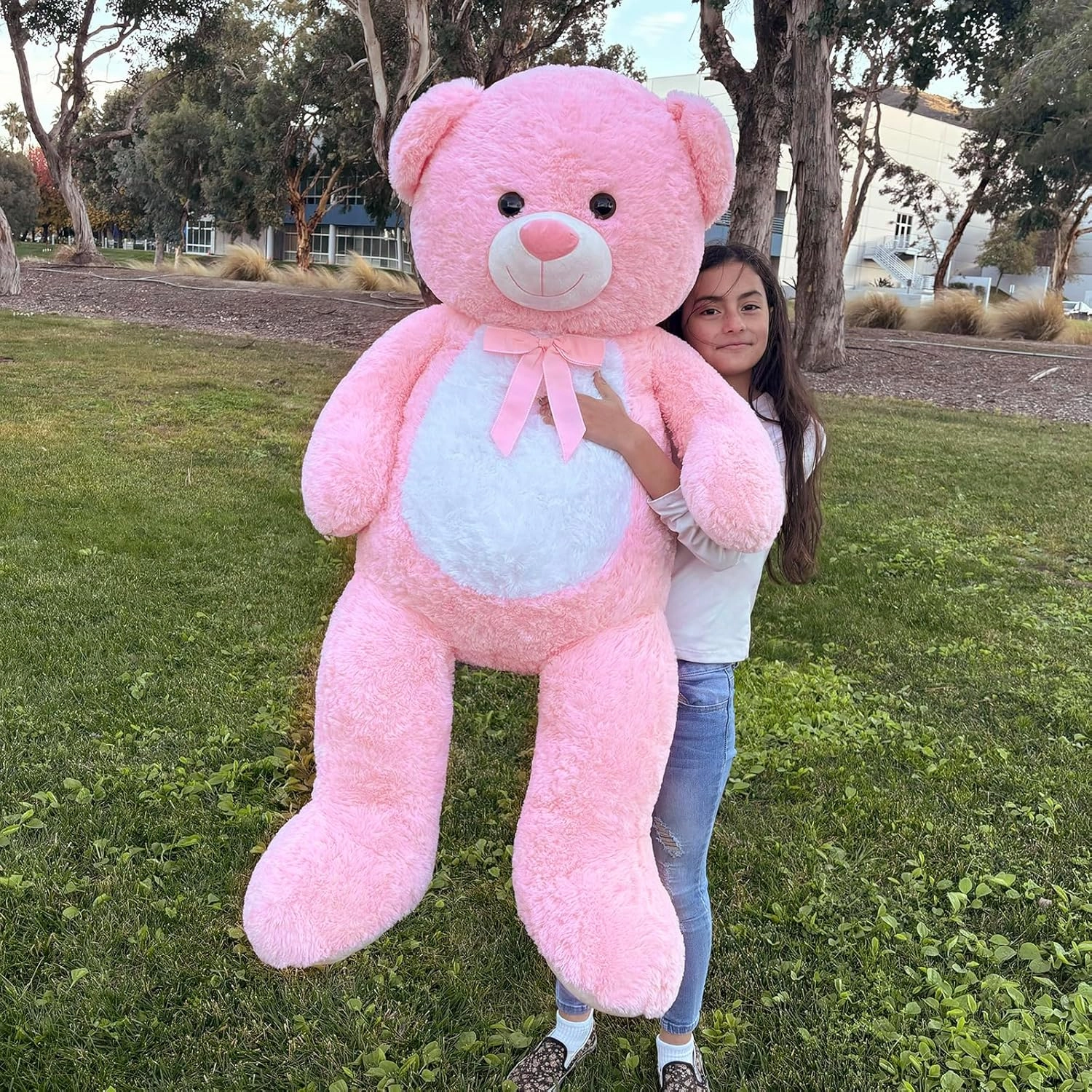 MorisMos Giant Teddy Bear Stuffed Animal 4 Feet,51 in Large Pink Bear for Girlfriend Boyfriend Wife Mom Fiancée Valentine's Gift,Big Bear Plush for Kid Birthday Christmas Baby Shower Decor,Pink