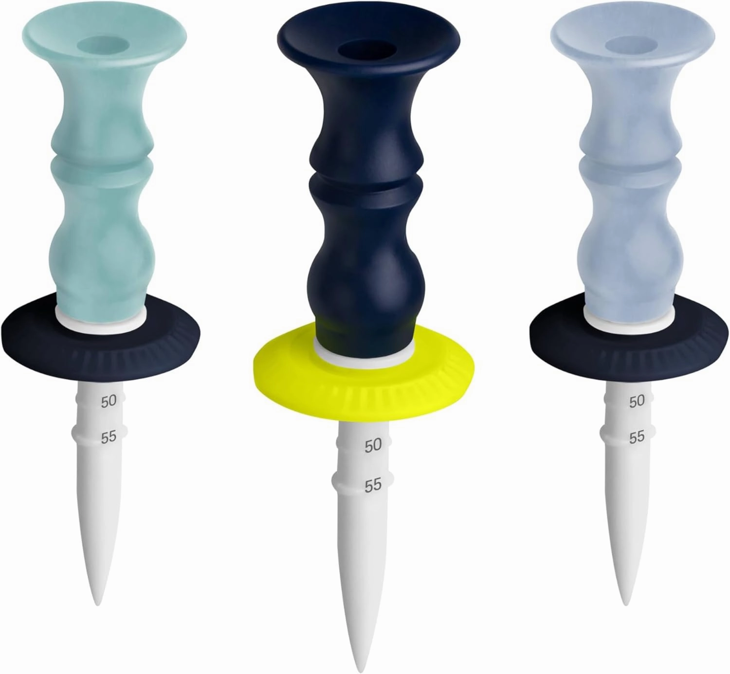 Motex Pioneer Design Height Adjustable Golf Tees, Made of PE and PVC Materials | 40, 45, 50, 55mm Height Available - 3pcs (PID-GT-02A, PID-GT-02B)
