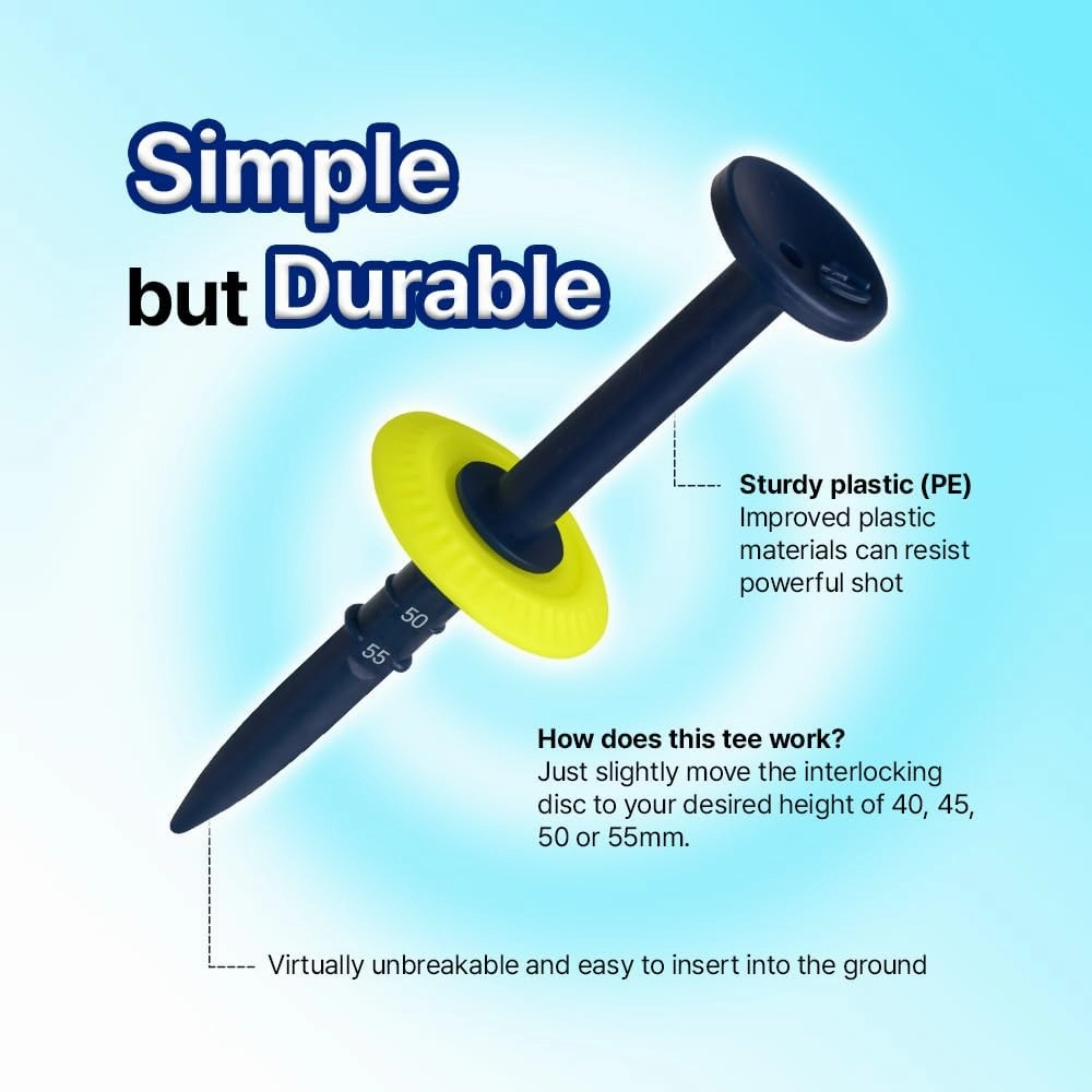 Motex Pioneer Design Height Adjustable Golf Tees, Made of Sturdy PE Material | 40, 45, 50, 55mm Height Available - 3pcs (PID-GT-01N, PID-GT-01P)