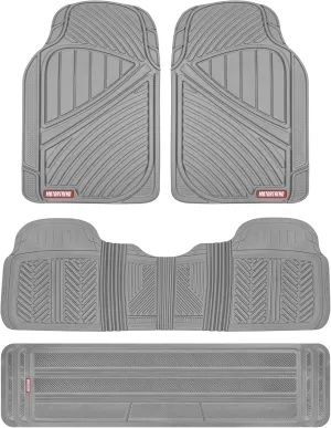 Motor Trend 3-Row Heavy Duty Rubber Floor Mats & Liners for Car SUV Van, Front 2nd & 3rd Row Durable Polymerized Latex Full Interior Protection, Extra-High Ridgeline Design, Gray