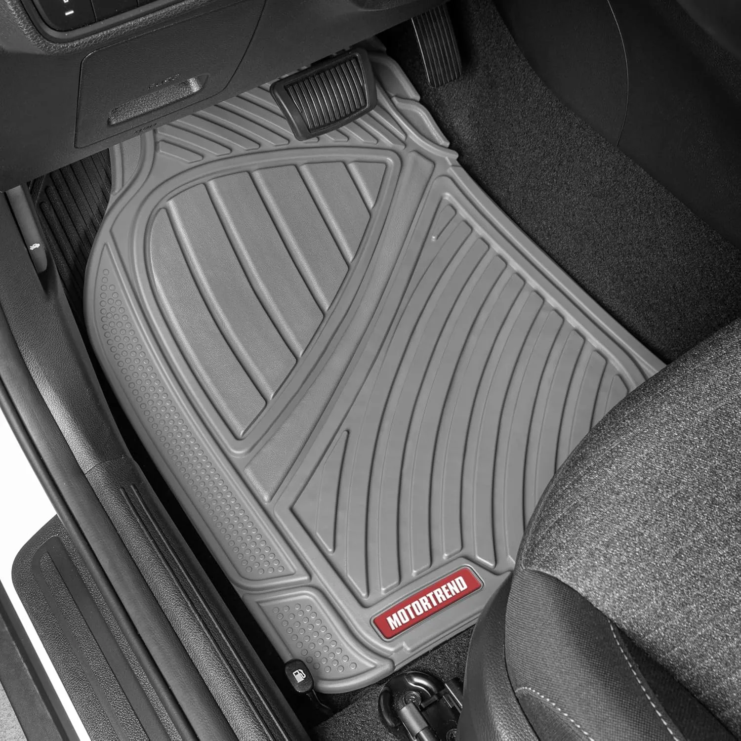 Motor Trend 3-Row Heavy Duty Rubber Floor Mats & Liners for Car SUV Van, Front 2nd & 3rd Row Durable Polymerized Latex Full Interior Protection, Extra-High Ridgeline Design, Gray