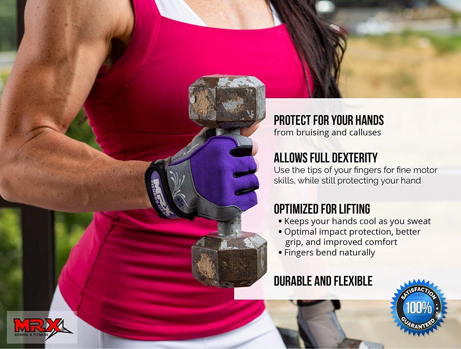 MRX BOXING & FITNESS Weight Lifting/Exercise Grip Gloves for Women, Great for Workouts, Weight Training and More, Pro Series