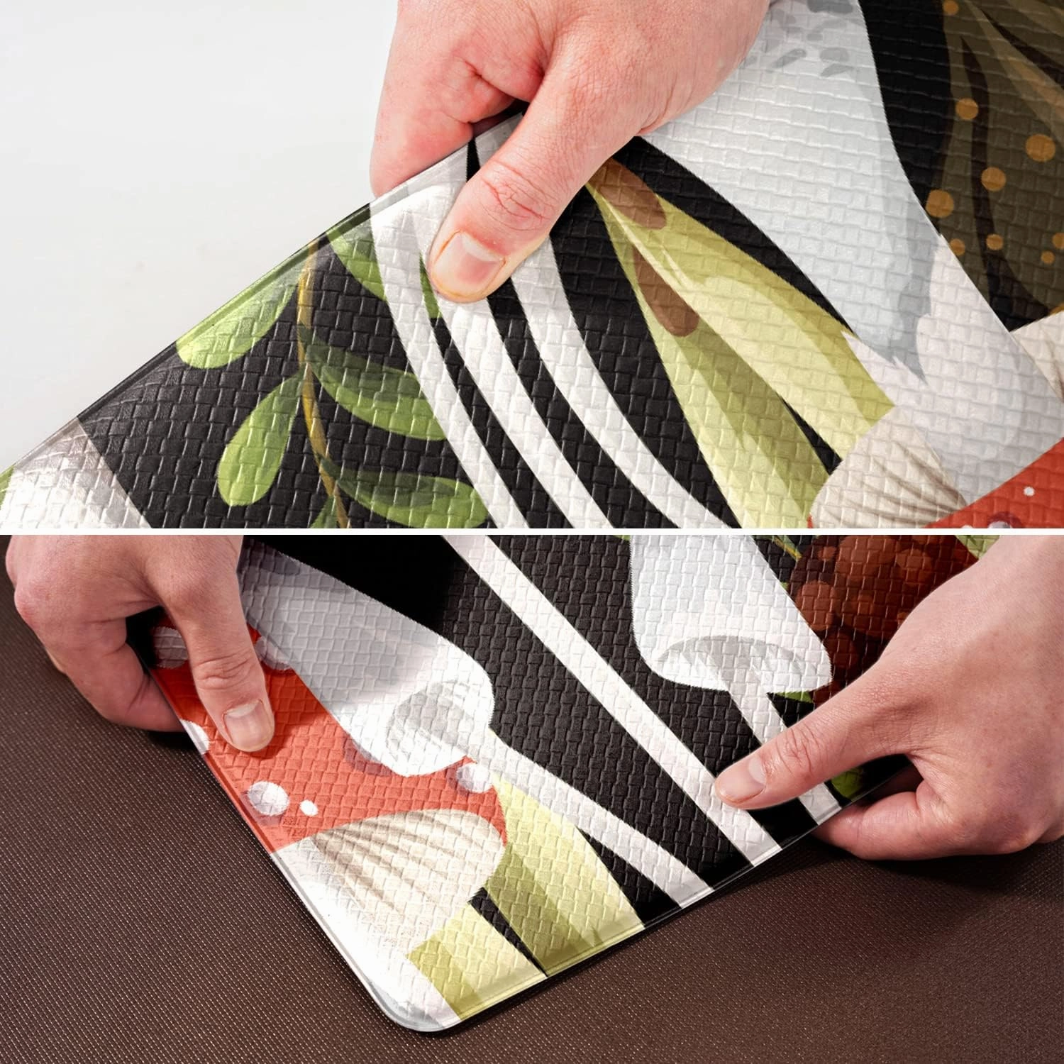 Mushroom Kitchen Rugs and Mats Green Mushroom Kitchen Decor Anti Fatigue Kitchen Floor Mat Set of 2 Non-Skid Washable Kitchen Runner Rug for Kitchen Sink Laundry