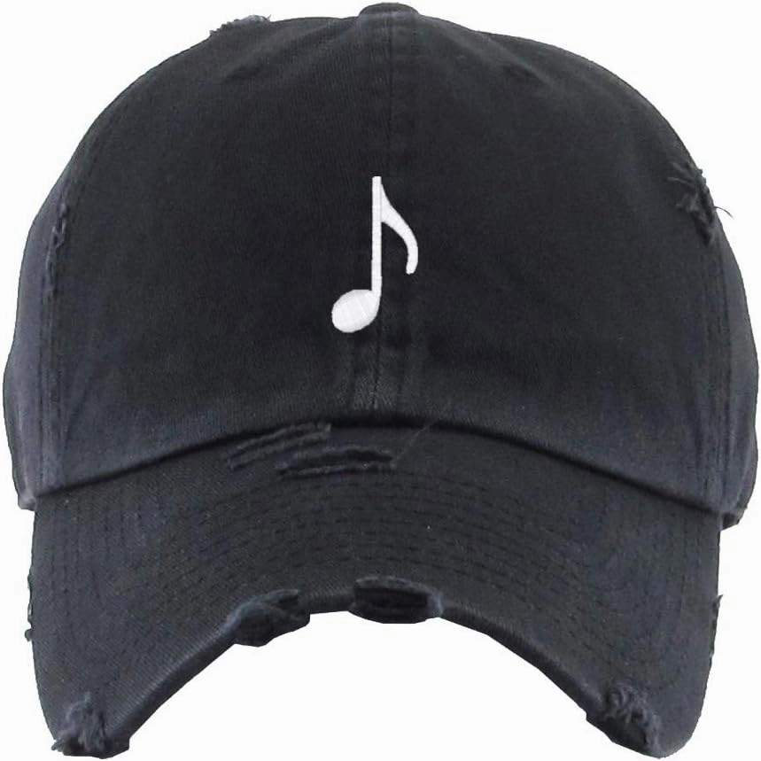 Music Note Vintage Baseball Cap Embroidered Cotton Adjustable Distressed Dad Hat