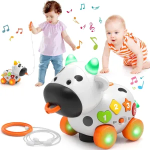 Musical Cow Baby Toy 6-12-18 Month, Educational Toys for 1  Year Old Boy Girl, First Christmas 1st Birthday Gift for 1 Year Old Boy, Bilingual Infant Gifts for 6 7 8 9 10 Month