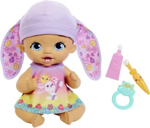 My Garden Baby Brush & Smile Little Bunny Baby Doll (12-in) with 3 Accessories and 2-in-1 Outfit, Pink Hat, Great Gift for Kids Ages 2Y ​