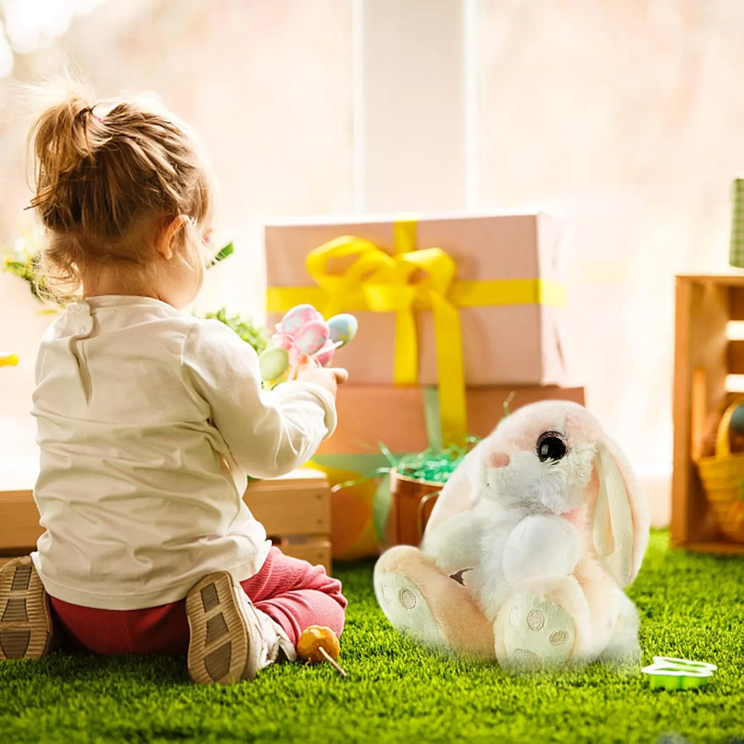 My OLi Bunny Stuffed Animal 8.5in Plush Rabbit Stuffed Bunny with Floppy Ear Bedtime Friend Soft Toy Gifts for Girls Boys Kids, Pink