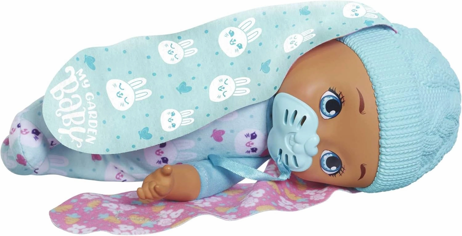 My First Little Bunny Baby Doll (~9-in), Soft Body with Plush Ears, Blue, Great Gift for Kids 18mo  (HGC09)