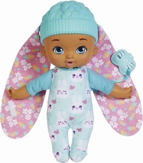 My First Little Bunny Baby Doll (~9-in), Soft Body with Plush Ears, Blue, Great Gift for Kids 18mo  (HGC09)