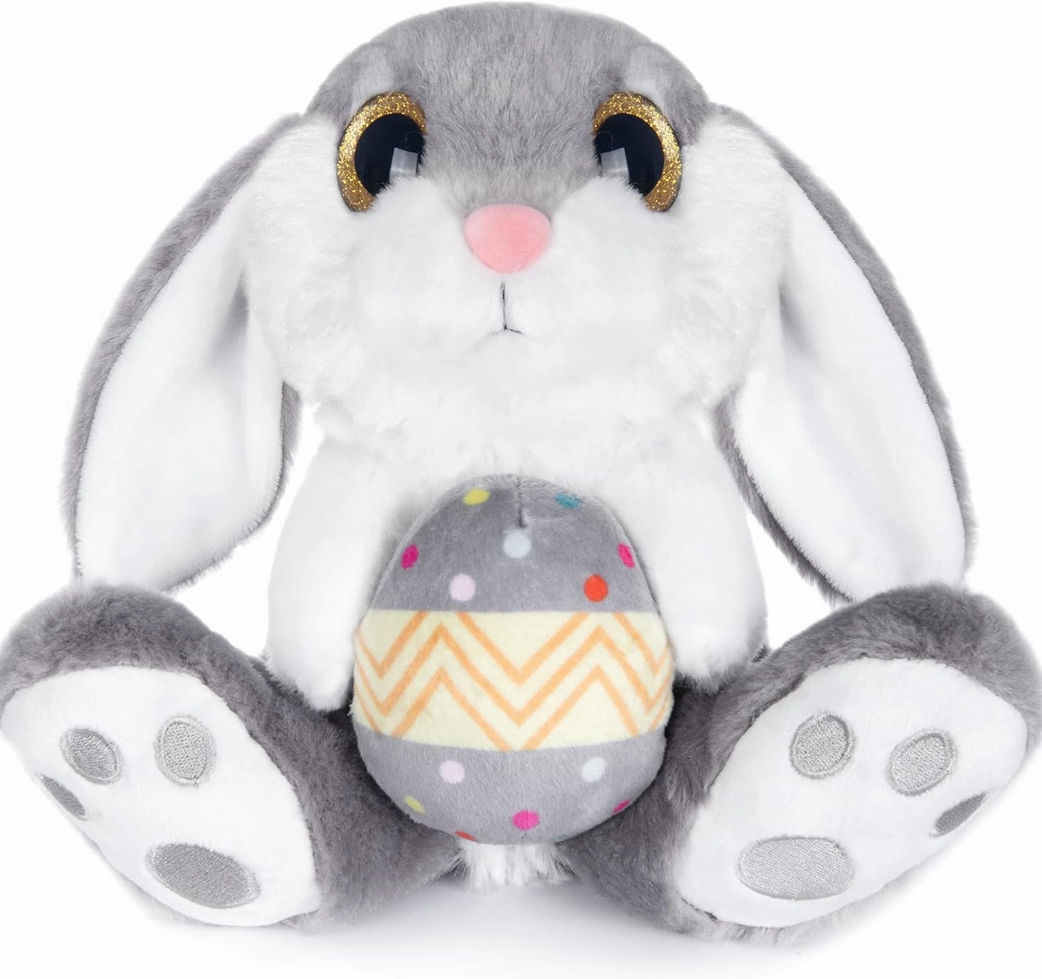 My OLi Easter Bunny Stuffed Animal 8.5" Rabbit Plush Stuffed Bunny with Easter Egg Rabbit Bedtime Friend Soft Toy Gifts for Girls Boys Kids, Gray