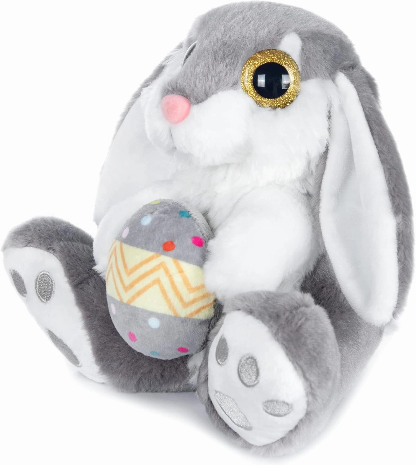 My OLi Easter Bunny Stuffed Animal 8.5" Rabbit Plush Stuffed Bunny with Easter Egg Rabbit Bedtime Friend Soft Toy Gifts for Girls Boys Kids, Gray