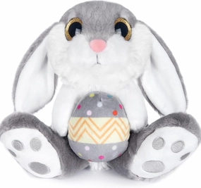 My OLi Easter Bunny Stuffed Animal 8.5" Rabbit Plush Stuffed Bunny with Easter Egg Rabbit Bedtime Friend Soft Toy Gifts for Girls Boys Kids, Gray