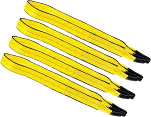 Mytee Products 4 Pack 2" x6' Web Lifting Sling - 6400 LBS WLL Vertical Lift Straps Twisted Eyelets 2-Ply - Choker (5000# WLL) & Basket (12,800# WLL)