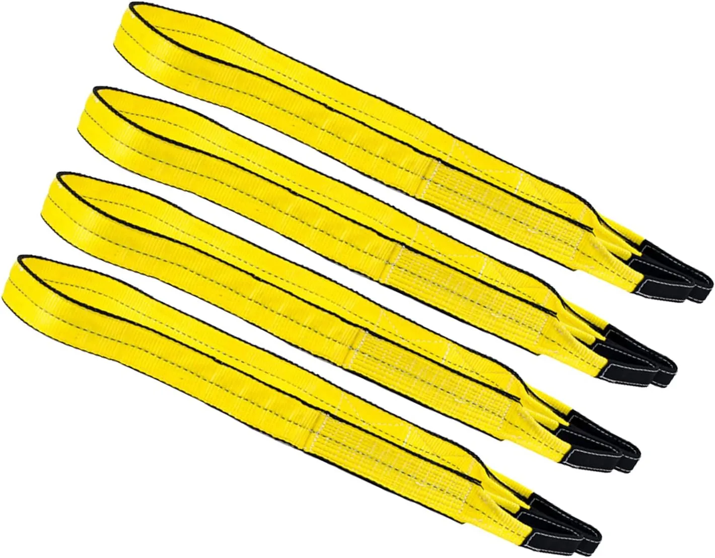 Mytee Products 4 Pack 2" x6' Web Lifting Sling - 6400 LBS WLL Vertical Lift Straps Twisted Eyelets 2-Ply - Choker (5000# WLL) & Basket (12,800# WLL)