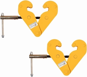 Mytee Products 2 Pack Adjustable Beam Clamp Yellow, 3 Ton / 6613 LB Working Load Limit with Manual Screw Rod, I-Beam Lifting Clamp For Industrial, Home-garage Lifting, Rigging, and Other Operations