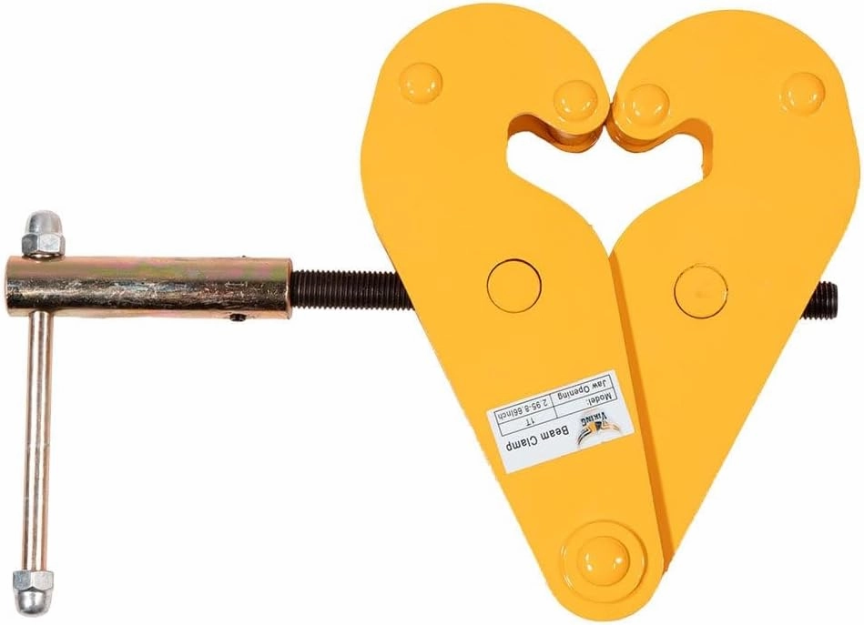Mytee Products 2 Pack Adjustable Beam Clamp Yellow, 3 Ton / 6613 LB Working Load Limit with Manual Screw Rod, I-Beam Lifting Clamp For Industrial, Home-garage Lifting, Rigging, and Other Operations