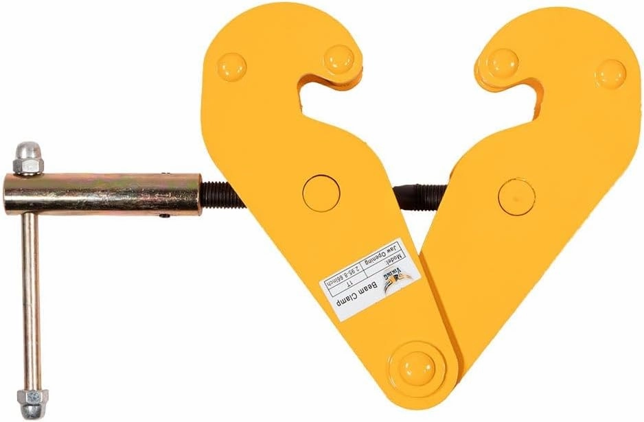 Mytee Products 2 Pack Adjustable Beam Clamp Yellow, 5 Ton / 11023 LB Working Load Limit with Manual Screw Rod, I-Beam Lifting Clamp For Industrial, Home-garage Lifting, Rigging, and Other Operations