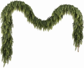 N&T NIETING 9ft Christmas Cedar Garland with Soft Thickness Pine, Artificial Green Faux Cedar Pine Garland for Mantle Fireplace Indoor Outdoor Holiday Party Home Decoration